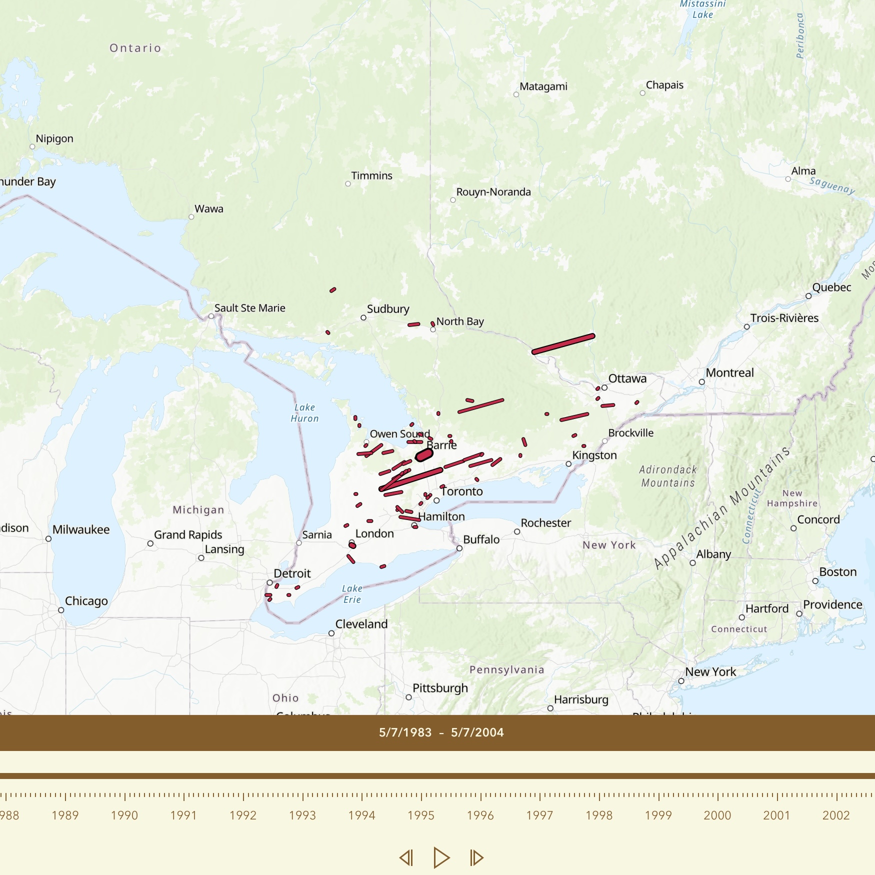 Toronto Tornado Track Animation