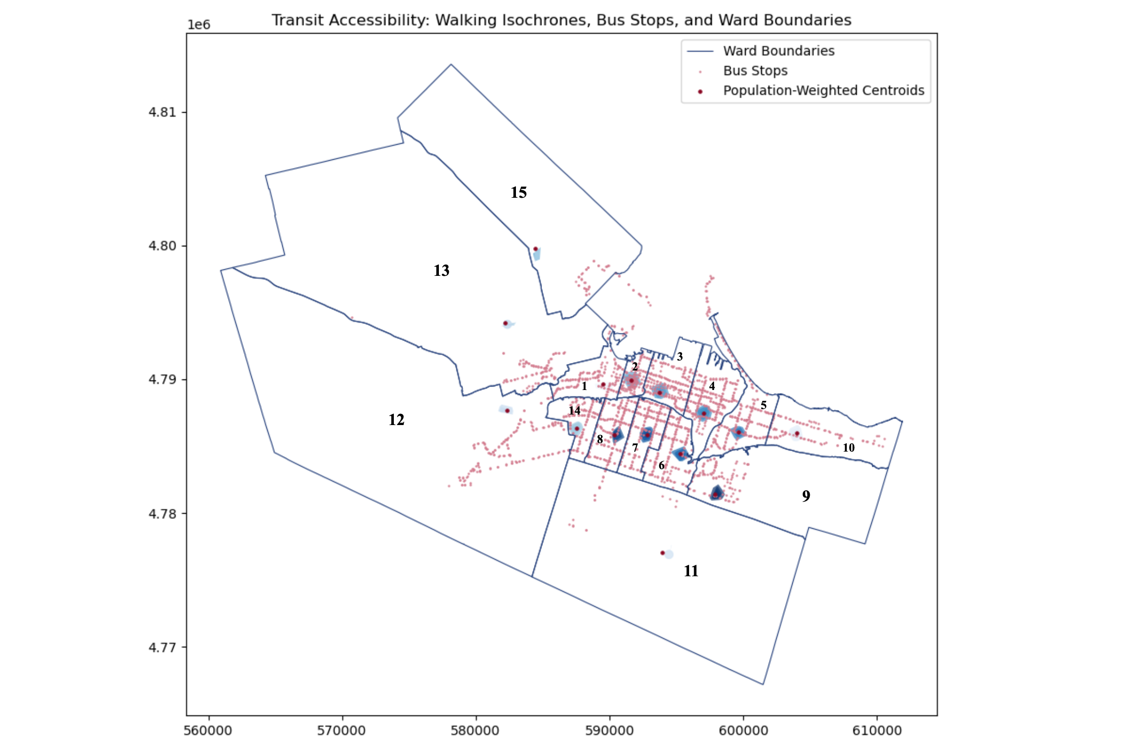 Transit Accessibility Isochrone Map